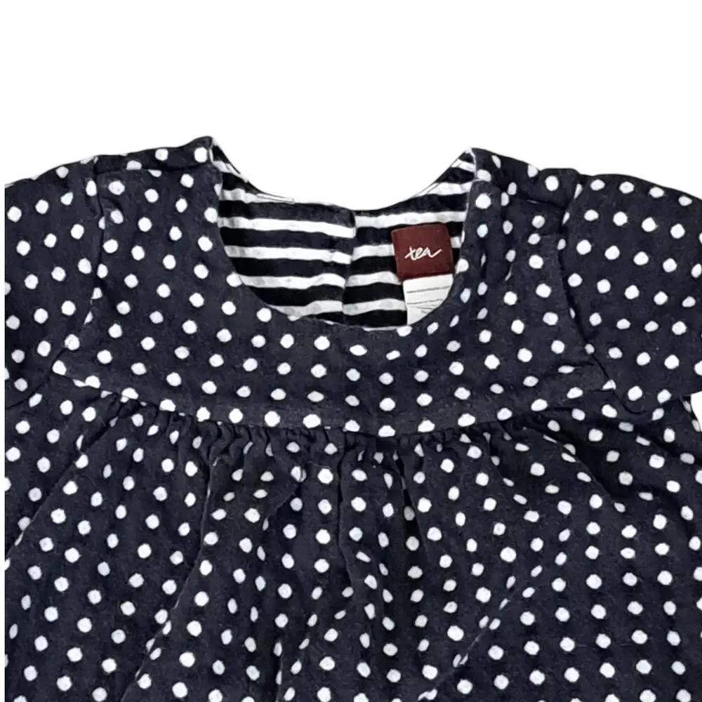 Tea Collection Black With White Dots Short Sleeve  Dress Size 3T
